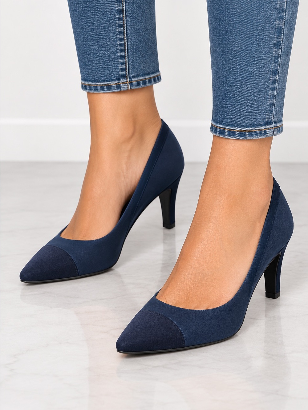 Karen Scott Navy Pointed-Toe Mid-Heel Pumps